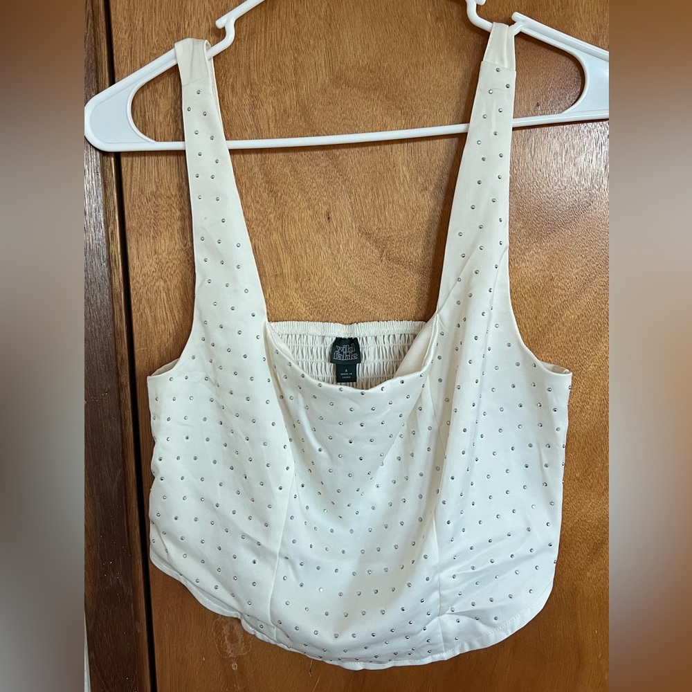 White Top Small Party Crop Top